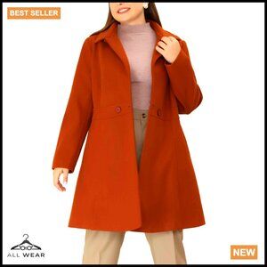 Elegant Long Trench Peacoat Single Breasted Notched Lapel Winter Coat